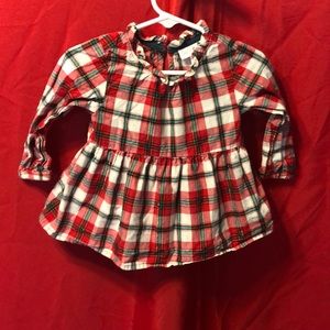 NWOT Cat and Jack Plaid dress size 12m Long sleeves 99% cotton Stretch Wrist